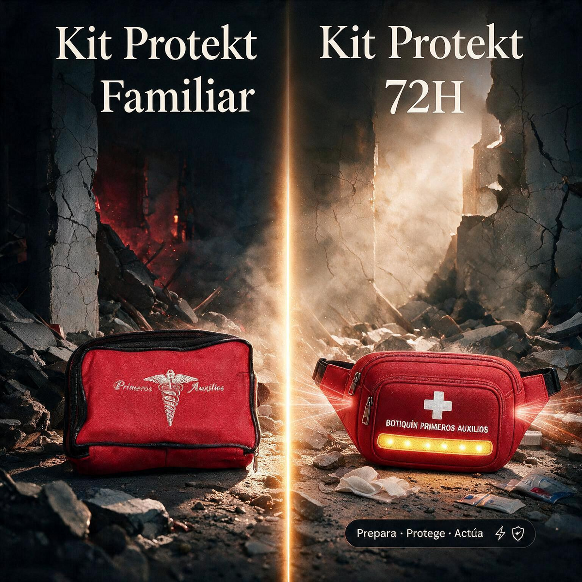 Kit de Primeros Auxilios Completo con Linterna y Pito de Emergencia.